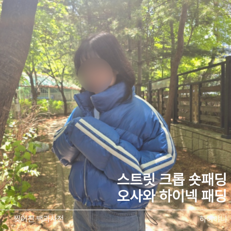 오사와 패딩 추천, 크롭 하이넥으로 완성한 스트릿패션