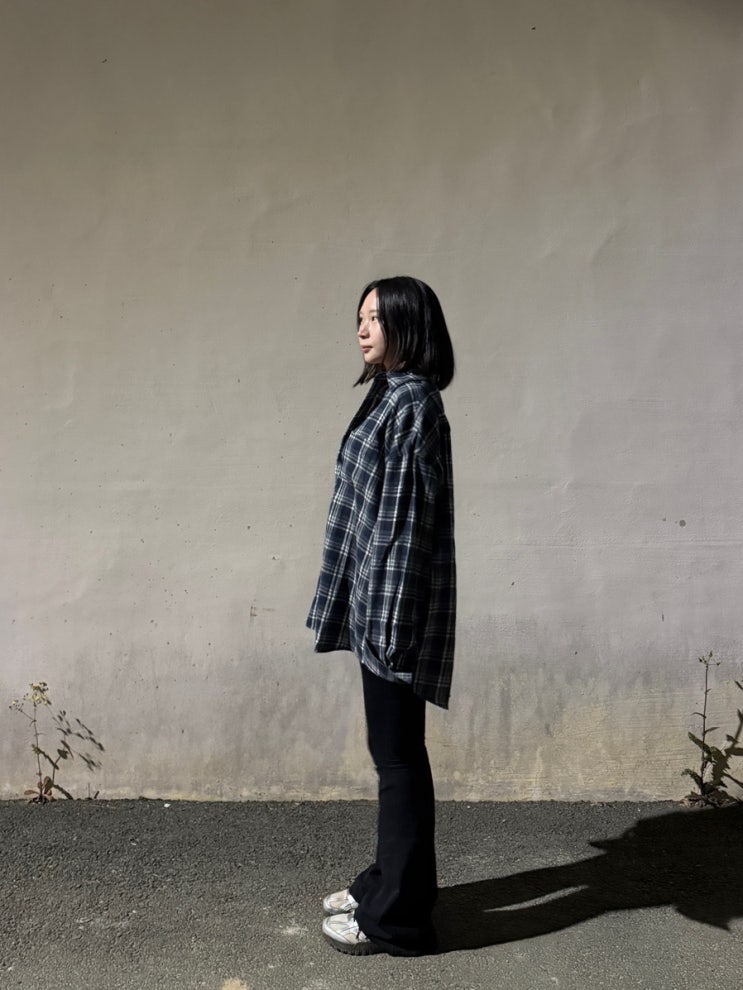 87-STAN086 레거시 빈티지 오버핏 포켓 긴팔 체크 셔츠 네이비 코디하기 좋은 셔츠