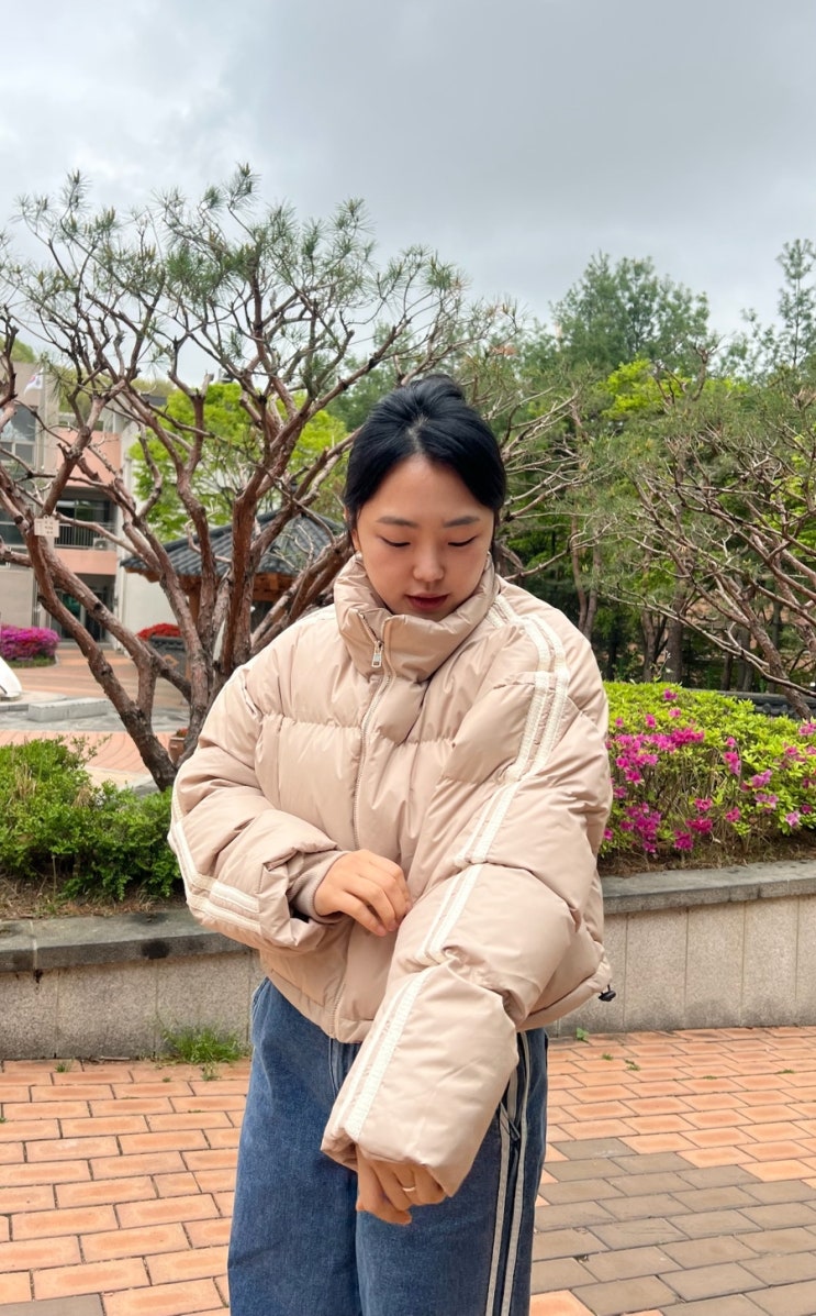 오사와 아우터 패딩으로 봄 추위 완벽 대비한 솔직 후기 | 베디 크롭 하이넥 패딩 브라운
