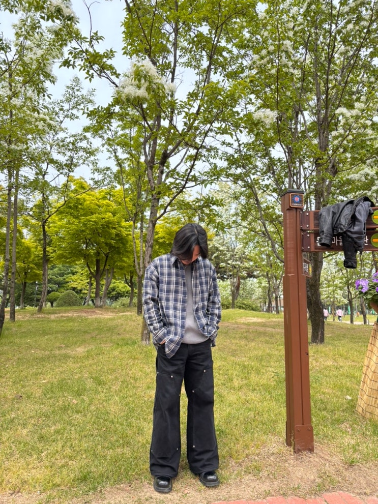 레거시 빈티지 오버핏 포켓 긴팔 체크 셔츠 네이비 착용 후기!
