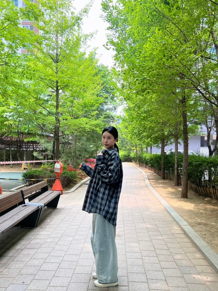 스탠다드에러 87-STAN086 레거시 빈티지 오버핏 포켓 긴팔 체크 셔츠 네이비 착용후기