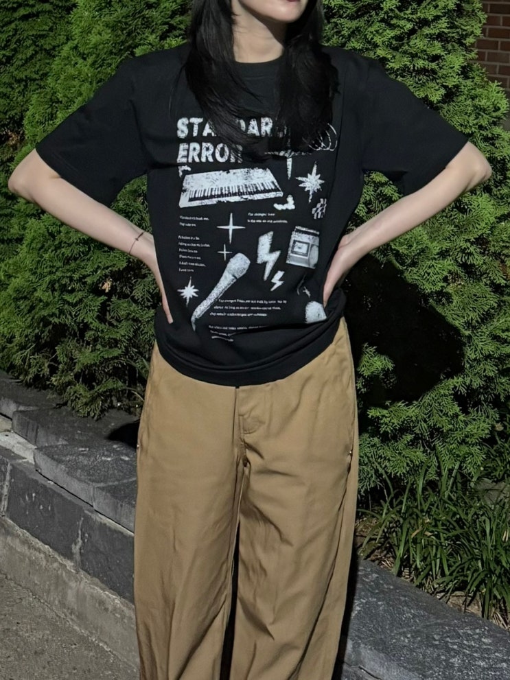 [스탠다드에러] 마이키 레코드 솔리드 반팔 티셔츠 착용 후기, 여름 데일리룩으로 딱!