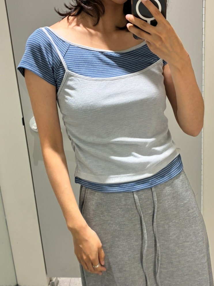 미쏘(MIXXO) 봄여름 신상 레이어드 탑, 스커트 조합 착용 후기