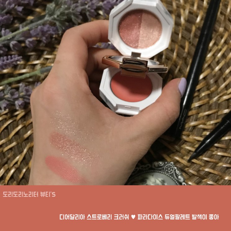 디어달리아 스트로베리 크러쉬 ♥ 파라다이스 듀얼팔레트 발색이 좋아