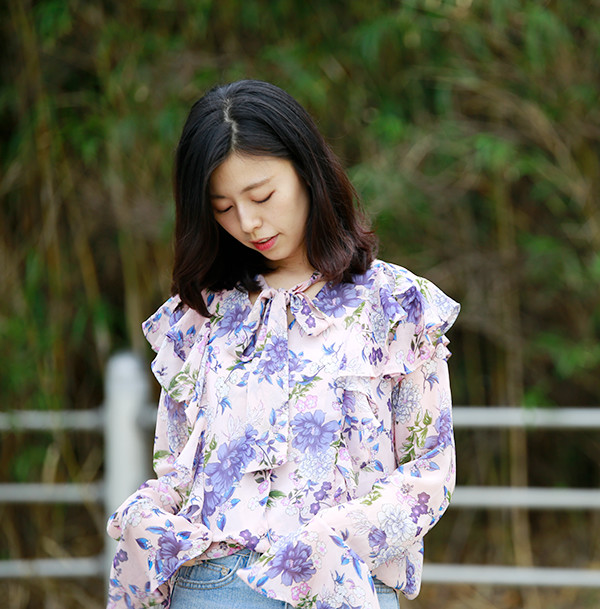 플라워쉬폰블라우스, 하객룩 걱정없지요 w.유니스샵