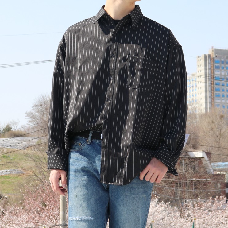 홀리인코드 남자 오버핏 셔츠 스트릿패션 코디