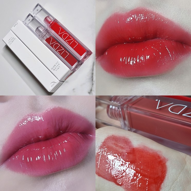 [리즈다] 글로우 핏 물착틴트 ! 03브릭코랄 04탠저린레드 발색/ 새로운 물먹립의 탄생♡ 너무 이쁜 유리알틴트