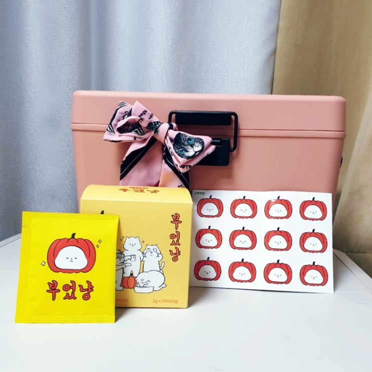 슈퍼마캣 호박티 부었냥 : 귀여운 패키지 속 국내산 늙은호박 100% [ 호박차 / 차 티백 추천]