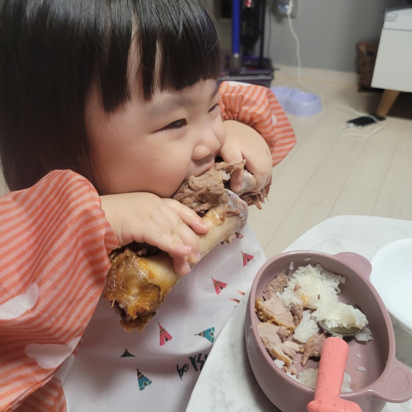 세상 채니 입보다 큰 족발뼈 들고 먹겠다고 조그만한 손으로 열심히 뜯네ㅋㅋㅋㅋ

오구오구 우래기 온제 이렇게 많이 큰겨☺❤

매일 보는데도 채니의 모든 행동들이 세삼 신기하고 기특하다

도치맘 맞네ㅋㅋㅋㅋㅋ

#족발은뜯어야제맛
#아기족발
#아빠가내년에는
#자장면먹게해준대요
#얏호