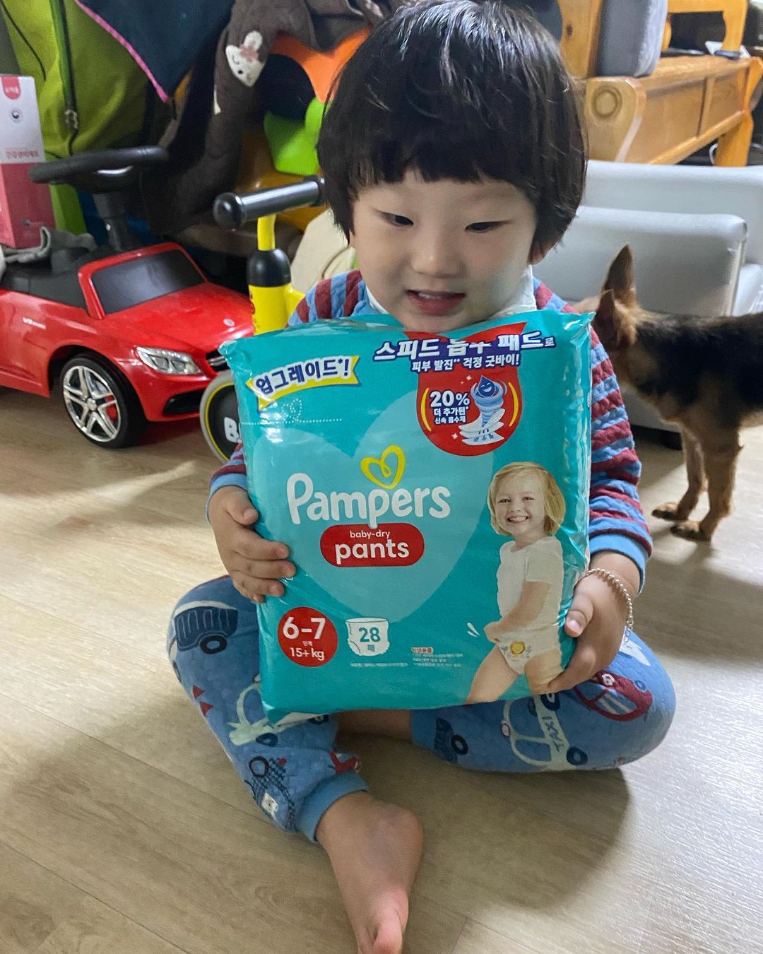 뚜요니 on Instagram: “#팸퍼스광고 #팸퍼스에서온선물 배찌에게 날라온 Gift 팸퍼스 베이비드라이 팬티기저귀🎁 📍20% 더 추가된* 신속 흡수체! 📍최대 12시간* 뽀송함 유지! 📍360도 밀