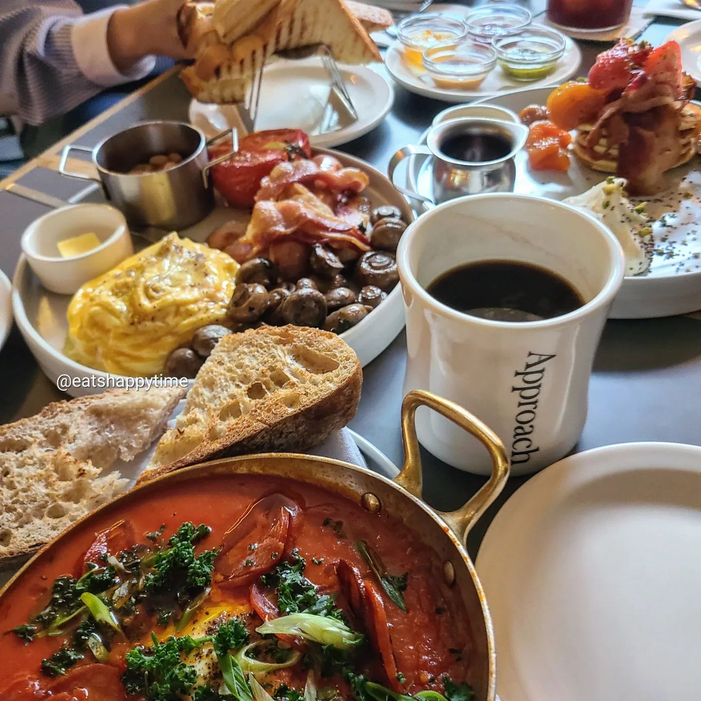 🥓Approach🥞
.
■Shakshuka&Sourdough Toast
삭슈카&사워도우 16.0
■Approach Breakfast
어프로치 브랙퍼스트 23.0
■British Pancake
브리티쉬 팬케잌 18.0
■Today's Soup
오늘의 스프 8.0
■Side(Toast) 4.0
.