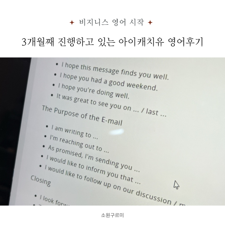 비지니스영어 필요성에 3개월째 진행중인 아이캐치유 후기