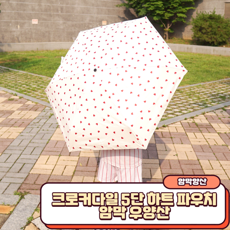 암막양산 크로커다일 5단 하트 파우치 암막 우양산 가볍고 예뻐