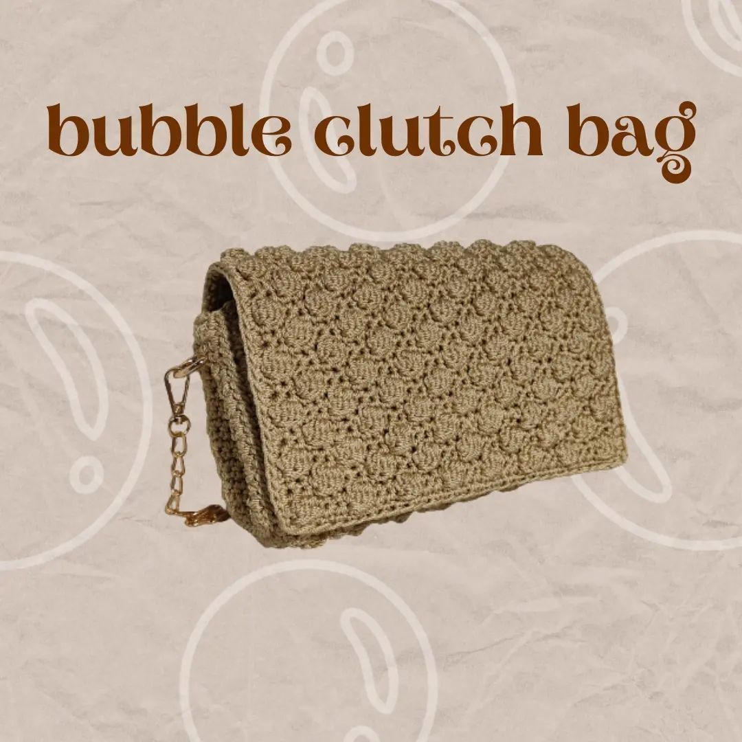 crochet bubble clutch bag 💭
material : polyester yarn
price : 300k
details :
- 2 magnetic snaps
- ±110 cm strap
- plastic canvas covered with furing fabric

you can order through dm or shopee
shopee link in bio 🏷