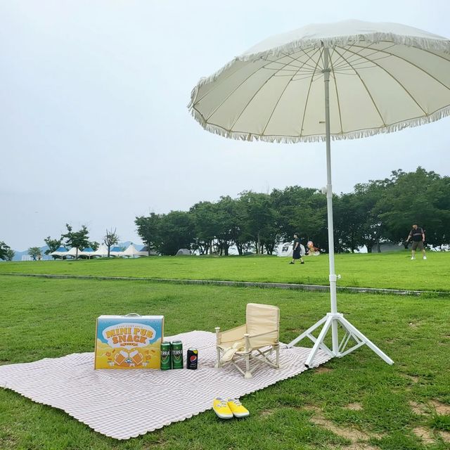 윤 on Instagram: "#광고 ⠀ ⠀ ⠀ 지난주 날씨가 좋아 세식구 피크닉 다녀왔어요 자주 가던 강정보로 갔는데 웬일? 사람이 없지 모에요 원래 잔디밭에 사람들이 빼곡하게 있는데 없어서 널찍하