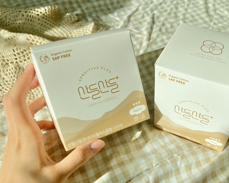 산들산들생리대, 센서티브플러스 날개까지 유기농이라 안심이야