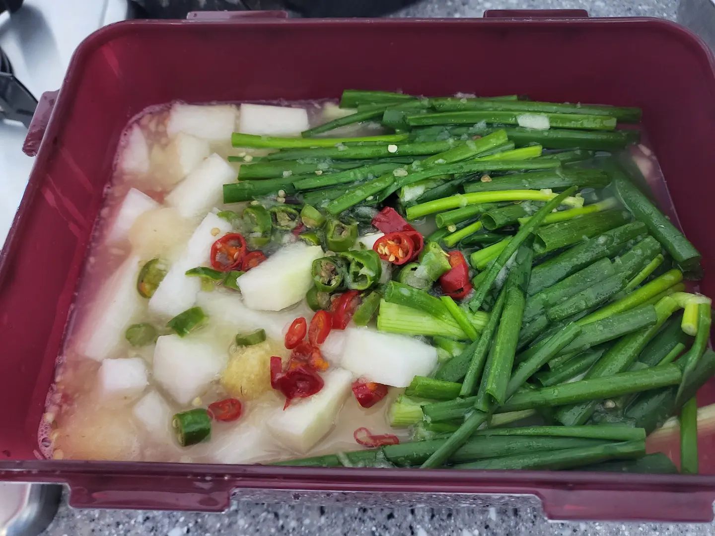갑자기 물김치가 먹고싶다는 남편!
급하게 처음 만들어봤어요😀
맛있어야 할텐데요...🤨
모두 새해 복 많이 받으세요🙇‍♀️

#첫줄 #물김치 #요리 #푸드 #푸드스타그램 #첫도전 #먹스타맞팔 #먹팔 #멍팔 #좋아요 #푸드 #food #홈쿡 #집밥 #좋반 #선팔환영 #선팔맞팔 #선팔하면맞팔 #2023 #새해