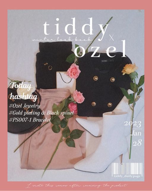 𝒯𝒾𝒹𝒹𝓎 on Instagram: "#협찬 23.01.28 #티디룩 ✨️ 오젤 주얼리 @ozel_official_ 에서 너무 예쁜 팔찌를 제공 받았어요🖤 검정 스피넬 원석에 금색 포인트가 있는 팔찌인데 섬세하게 가공이