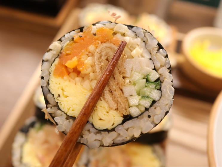 송도 프리미엄김밥 <삼청당> 바삭유부김밥, 베이컨명란크림우동, 우삼겹떡볶이