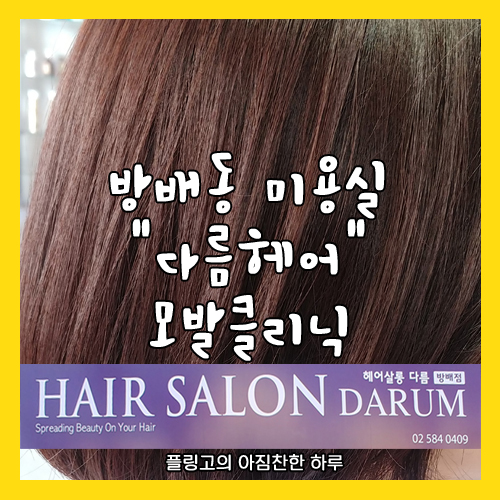 [헤어 후기] 방배동 미용실 "다름헤어"에서 모발클리닉 받다!