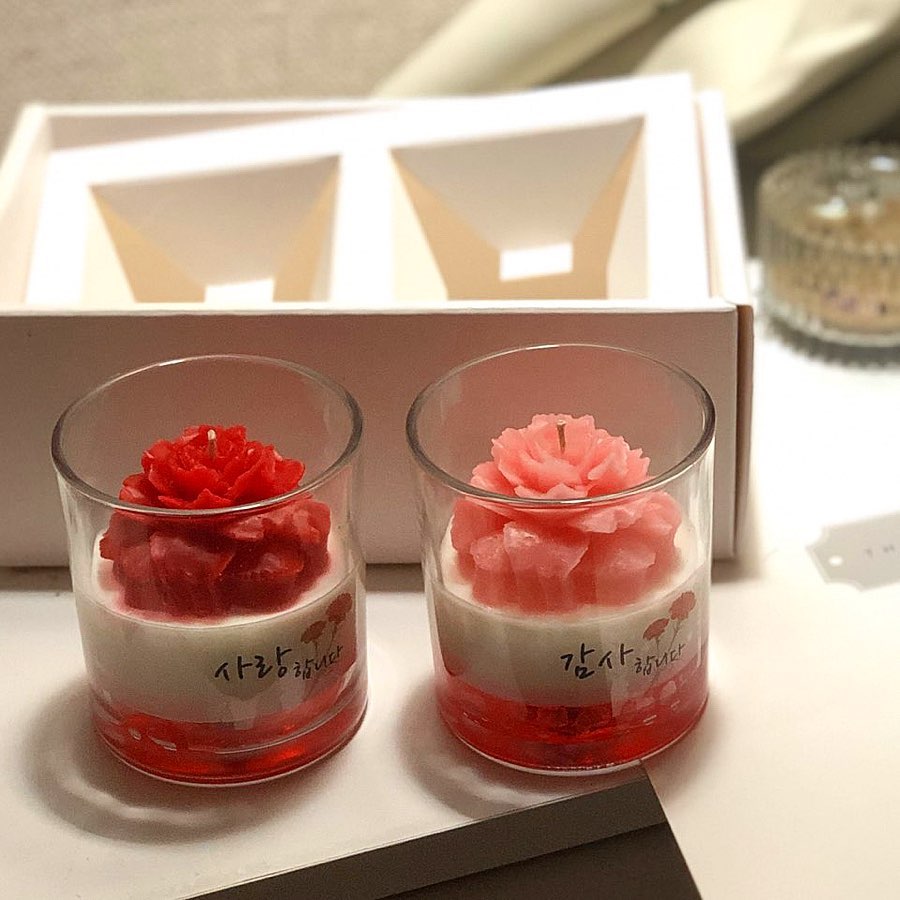 @food._mini’s Instagram profile post: “#캔들선물#선물세트#감사선물#어버이날#스승의날 ⠀ 어버이날,스승의날도 얼마 안남았네용😊 카네이션 꽃만 주기엔 이제 너무 식상하쥬 ~~? 요번에는 카네이션캔들 어떠세요💝 수제 핸드메이드로 정성스럽게 제작한 리브리브캔들 향도 선택할 수 있고 캔들문구도…”