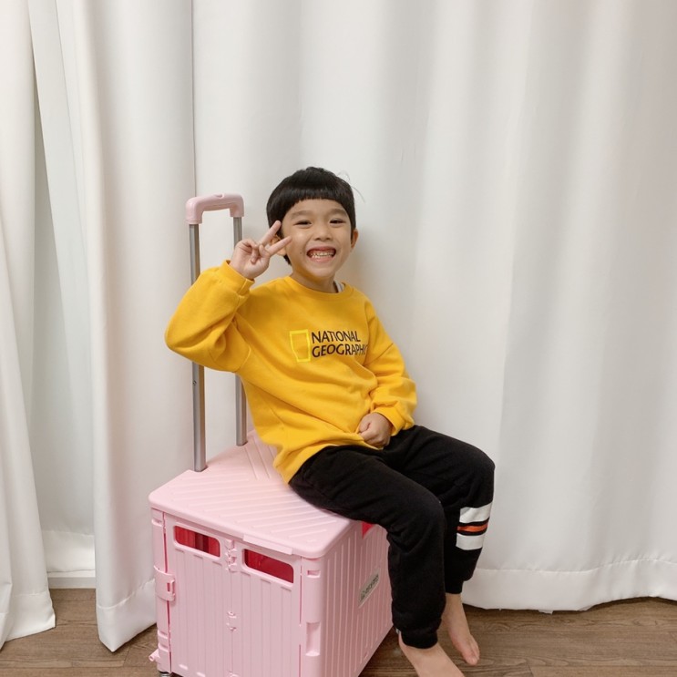 리더라인 접이식카트 핑크색이라 완전 이뻐 눈에 잘 띄네