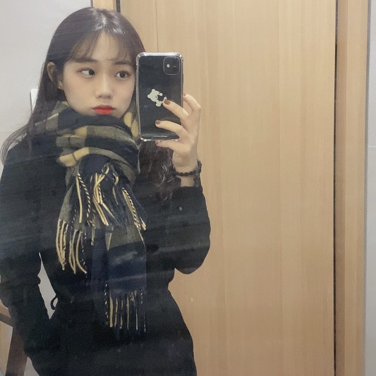 얼모스트 블루 여자 머플러 : CHECK MUFFLER 🧣♥️
