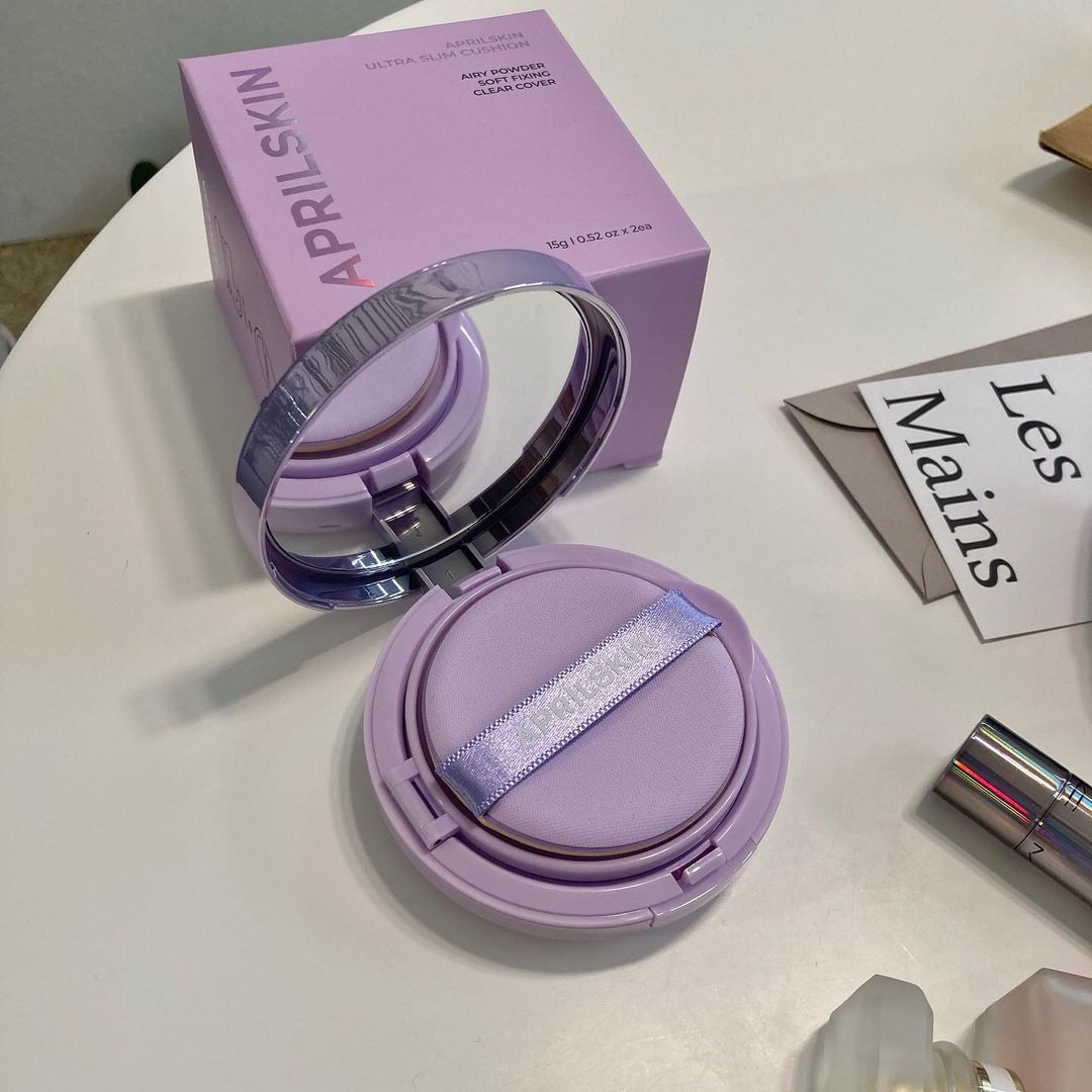  “#에이프릴스킨 #초슬림쿠션 🤍 믿고쓰는 @aprilskin_korea 보라빛 에디션 💜 메이크업이 마스크에 묻어나지않는다니요! #쿠션유목민…”