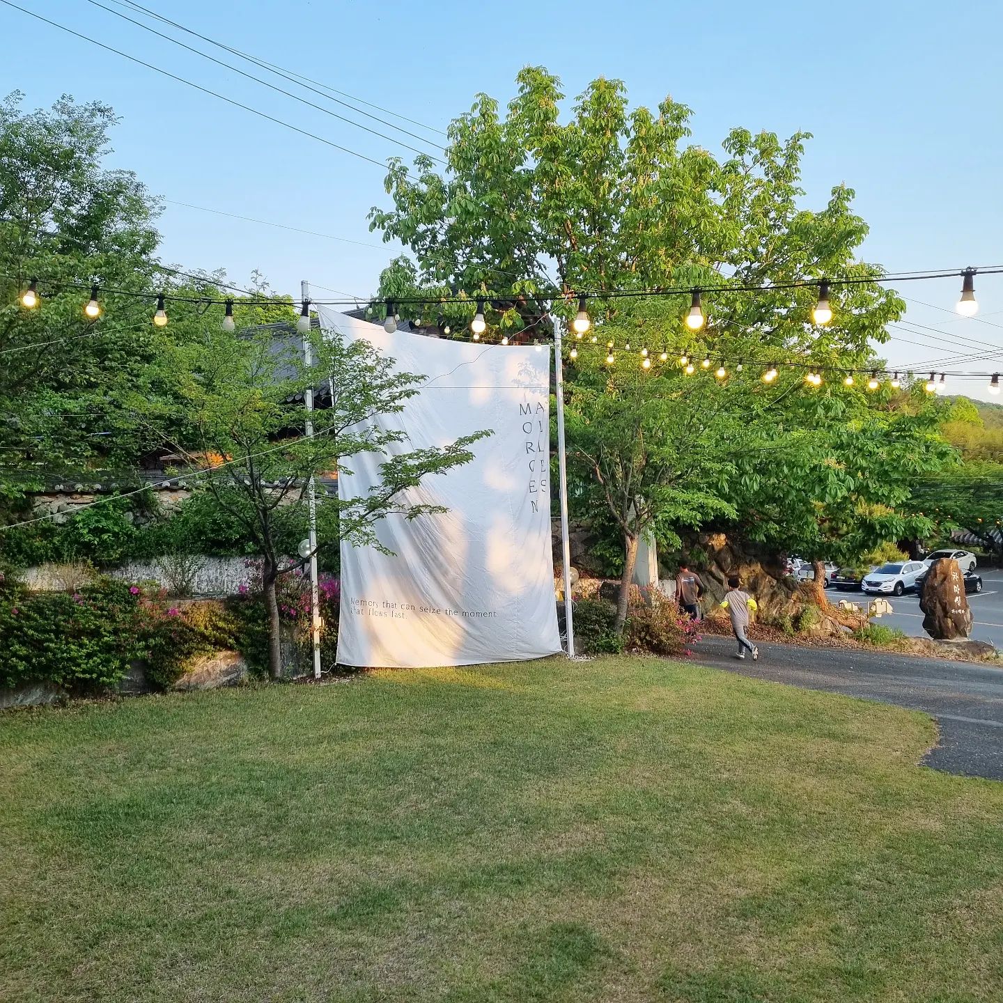 #알레스모건
잔디마당 로망있는데 확 꽂혔다
특히 울타리처럼 심은 나무 🌲

#울산돌잔치 저녁먹고 술래잡기 하는 중😁