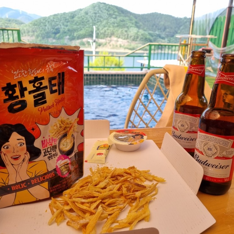 캠핑간식 바다소리 황홀태 바삭바삭 맥주뿌셔, 칼로리 뿌셔!
