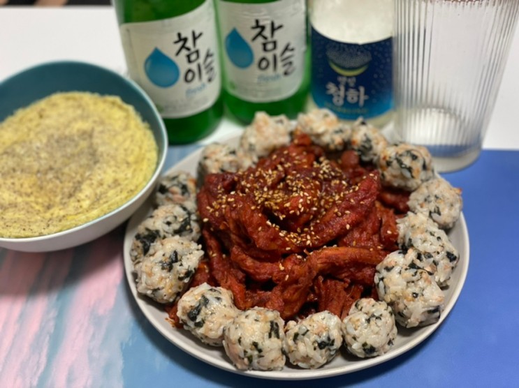 [집밥] 한잔애 직화 닭목살구이랑 반주하기(주먹밥,계란찜 필수!)