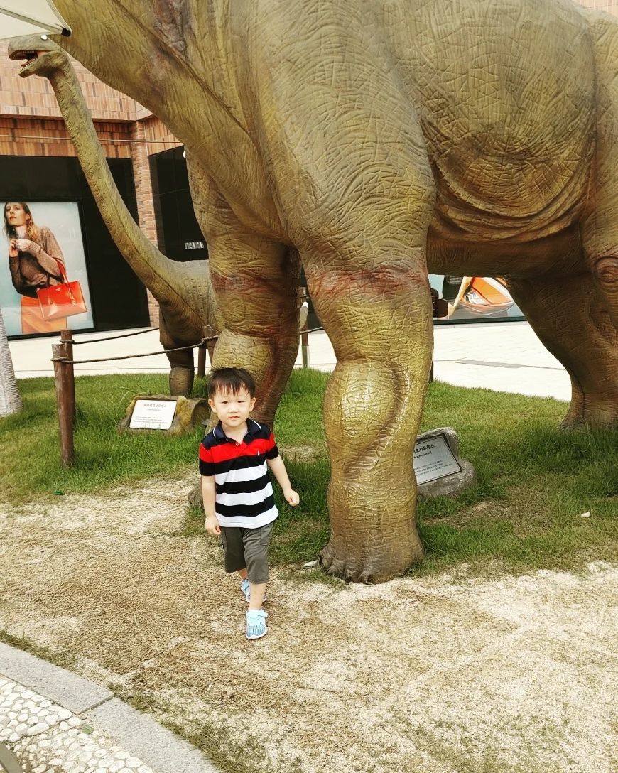 공룡을 너무 좋아하는 4살 아들입니다🦕
파주 롯데아울렛에 작은 공룡파크가 있어 종종 쇼핑도하고 공룡파크에서 아들 신나게 놀리기도해요.
사진찍어주기 넘넘 힘든 4살이에요. 
아빠가 어찌저찌해서 얼굴 나오게 잘 찍어 주었네요.
사람이 없을때 마스크벗고 찰칵!!!
넘넘 사랑스럽지만 넘넘 말썽쟁이 사랑둥이 아들 넘넘 사랑행🥰