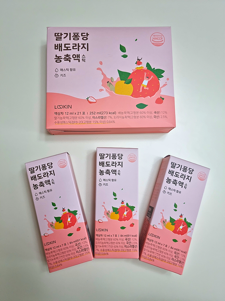 아기배도라지즙 - 딸기퐁당 배도라지 농축액 스틱으로 어린이집선물준비해요