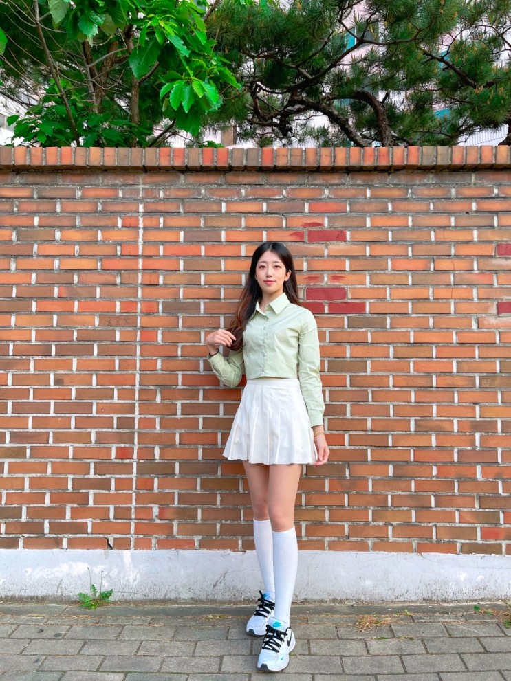 [내돈내산] 메이윤 자체제작 크롭 셔츠 그린 라벤더 S사이즈 후기
