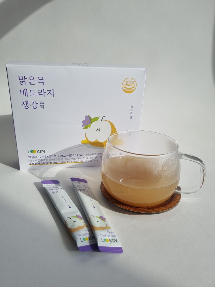 목 칼칼할 때 기관지에 좋은 차 추천 : 루킨 맑은목 배도라지 생강 스틱