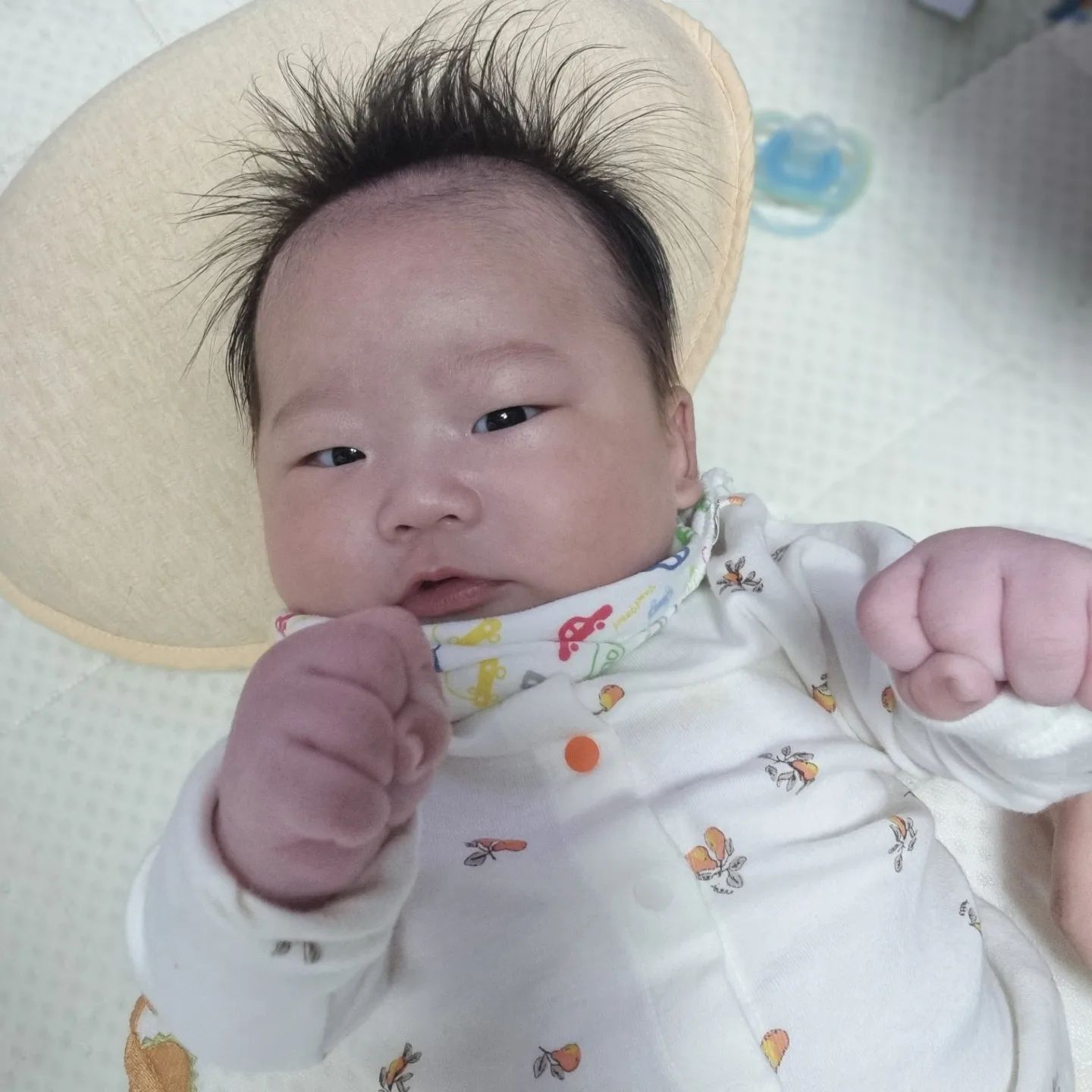 +89일

'어이, 감기! 나랑 한 판 뜰래?'
ㅋㅋㅋㅋㅋㅋ
요즘 자꾸 두 주먹을 저런 구도로 들고 있는다ㅋㅋㅋ 이 시기엔 주먹을 구경 한댔는데.. 구경은 무슨.. 눈길 한 번 주고 계속 저런 자세로 논다 ㅋㅋㅋ
많이 컸네 강단❤️
얼른 이겨내자 감기!!

2022.11.21.