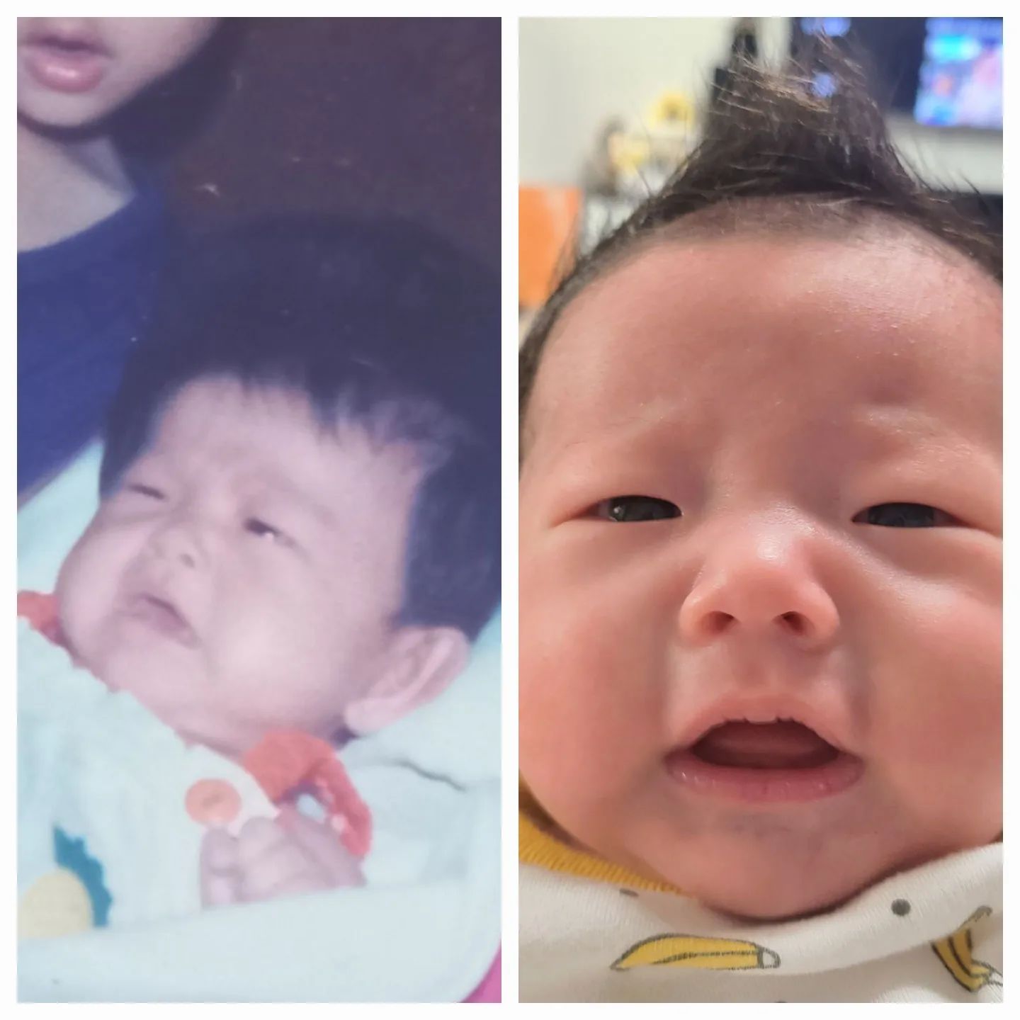 너 태어날때 아빠유전자
어디다 두고 나왔어

#왜내가있는데
#도플갱어인가
#헤어스타일맘에안드니?

💛 밤잠은 잘 자나 낮잠은 안 잠
어제 뢀지뢀지하고 밤잠 4시간 쭉잠
엄마 아기띠 샀다
찢어도좋으니 제발 자라