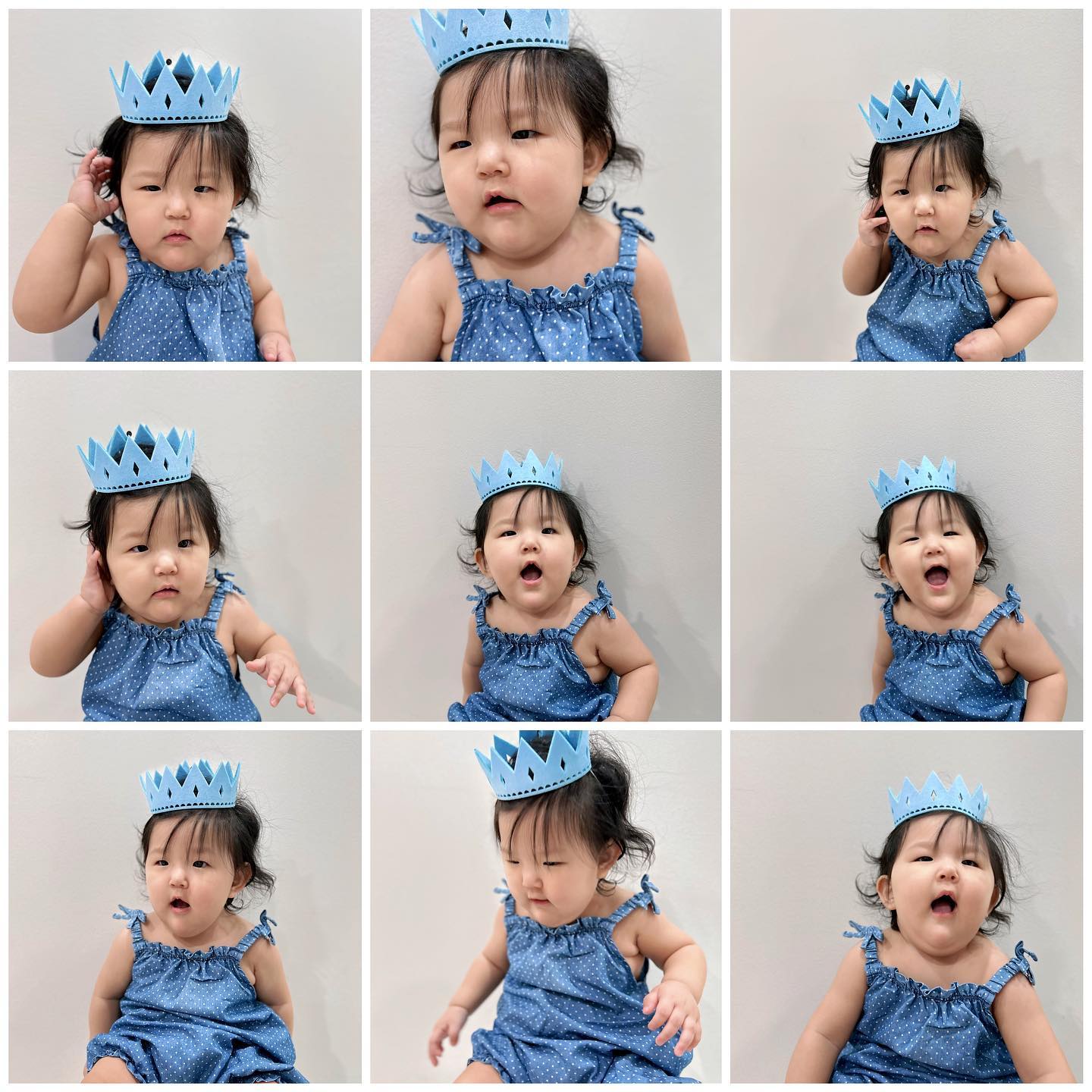 #300일아기 
샤워 후 잠자리에 들기전 기분이 좋으시길래 
후다닥 왕관 씌어 드리고, 3명이서 한마음으로 웃겨 드리고 
찍은 300일 기념 사진🌱

특별할 것도 없이 소소하게 4식구 모여 300일 축하해 하랑아
인사하고 굿밤🌝
보고 있으면 절로 입꼬리가 올라가는 귀염둥이 막둥이👶♥️😊

#9컷사진 
#무럭무럭자라는중🌱