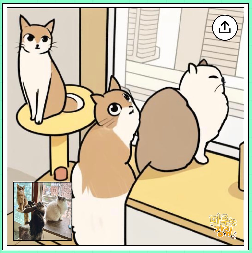 #삼냥이 #툰필터
신기하고 귀여운 #마루는강쥐 Ai툰필터
ㅋㅋㅋㅋㅋ마리..눈안떴어...?(실눈캐)🤭