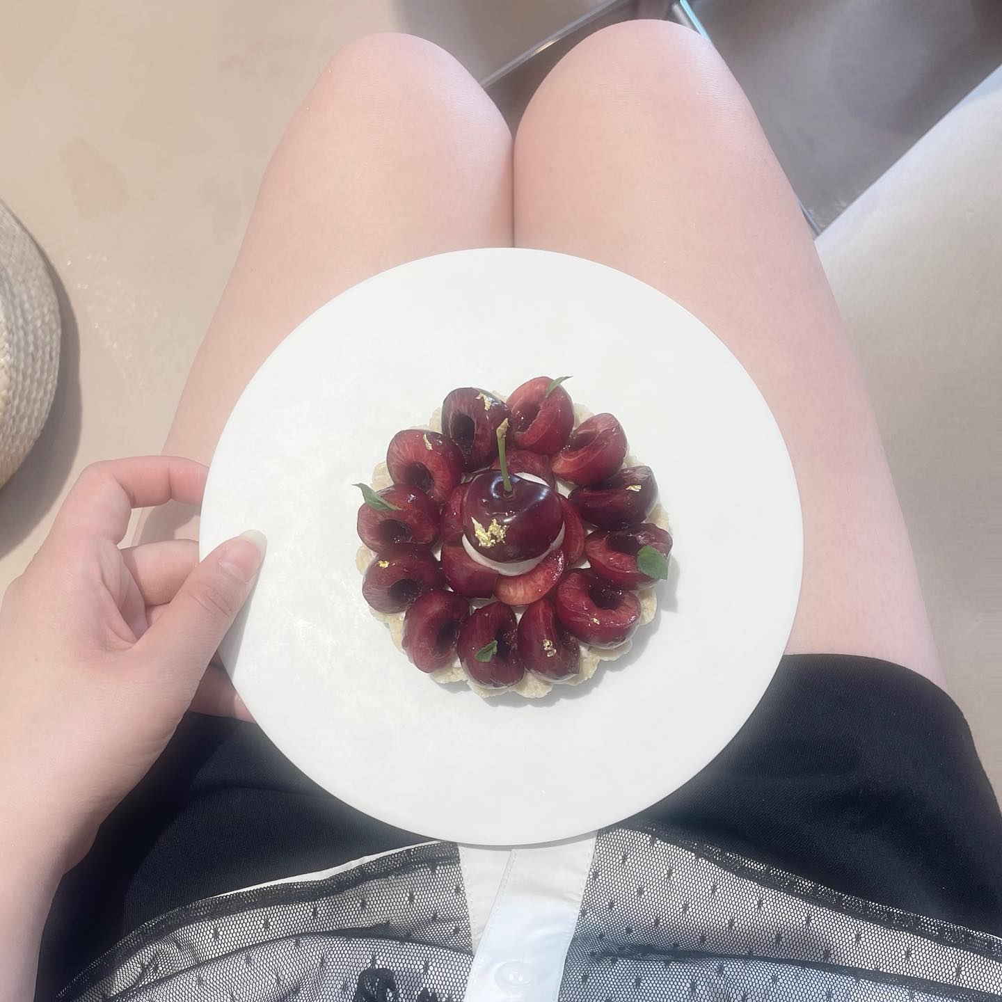 アメリカンチェリーのタルト美味しかった🍒🤍