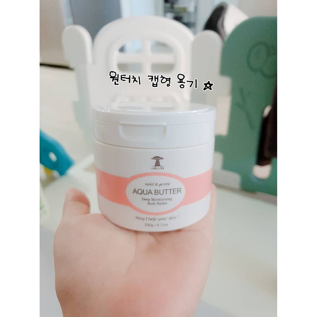 유미 on Instagram: “좋은 기회로 체험할수있게된 미하이스35 아쿠아버터 여름내내 에어컨을 24시간 풀로 가동해버려서인지 채린이 피부는 점점 건조해지는중이엿는데 마침 딱맞는걸 찾앗다
