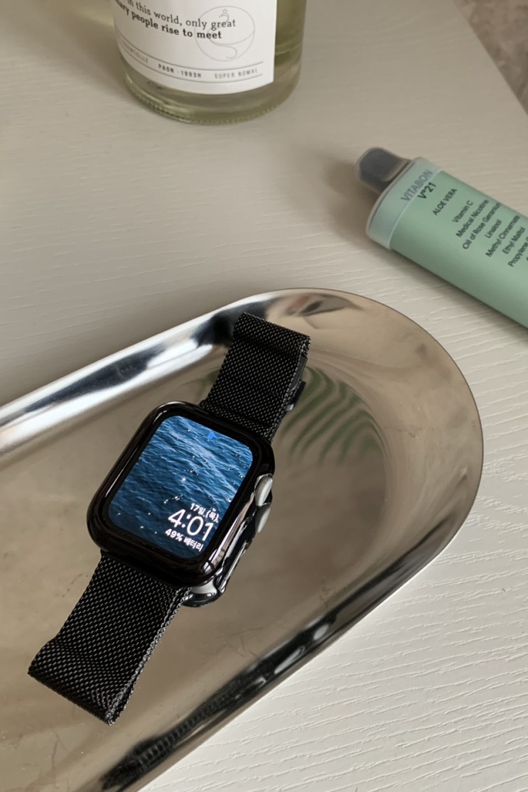 [우먼스9999] 애플워치 밀레니즈루프 & 유광메탈케이스 블랙 리뷰 - apple watch strap, w9999 ⌚️