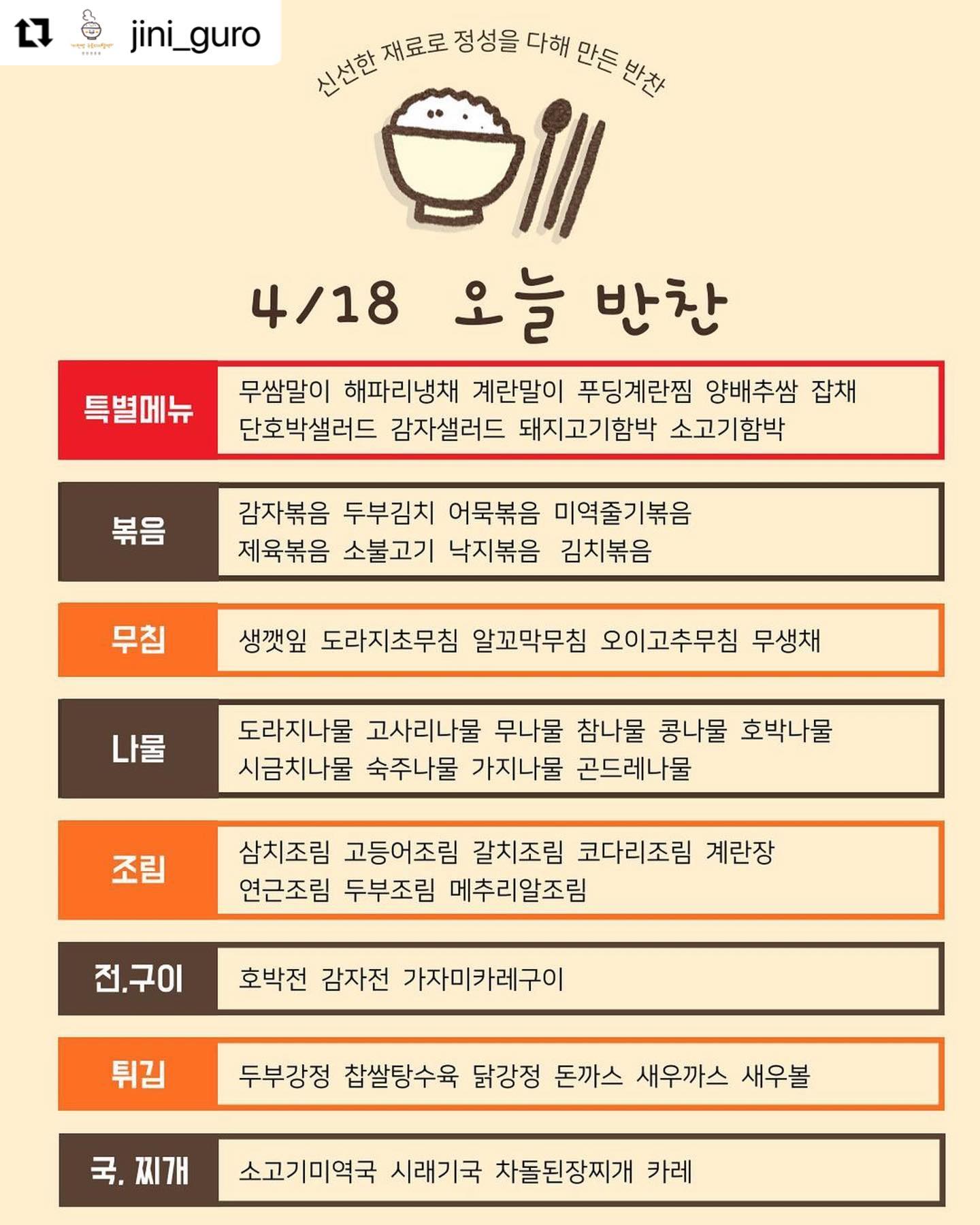 .

#Repost jini_guro with use.repost
・・・
.
👨🏻‍🍳23.04.18(화) 오늘 반찬 소개합니다~

#계란장 #소불고기 #생깻잎 #호박나물 #고등어조림 #무쌈말이 #쌈무말이 #콩나물
 
외에도 다양한 반찬 준비되어 있습니다🥙🥗🧆🥘

오늘 반찬 뭐먹지? 고민하지 마시고 매장으로 구경오세요🏃🏻‍♀️🏃🏻‍♂️

⬆️프로필사진클릭
☎️배달 및 예약 문의 02-835-0105

#오늘반찬뭐먹지 #오늘뭐먹지 #오늘반찬고민해결
#진이찬방구로디지털역점 #엄마반찬 #집밥감성 #반찬맛집 #즉석반찬전문점 #즉석반찬맛집 #구로디지털역반찬가게 #신대방반찬가게 #인기반찬 #특별반찬 #밥도둑 #엄마손맛
