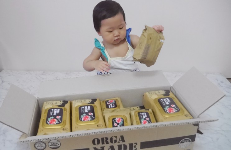 국내산 채소원료가 함유된 아기물티슈 올가메이드