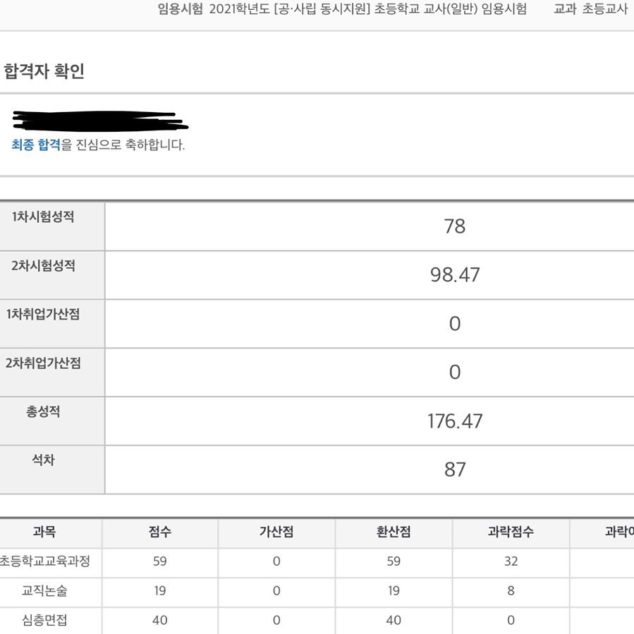 저 이제 서울시교육청 교사가 됩니다🐭
지금까지 나눔을 실천해 오면서,,정작 내가 떨어지면 어쩌지 싶었는데 다행히 ㅠ___ㅠ
쥐콩쌤 사랑해주시는 모든 분들 감사드립니다❤️
올해부터는 유튜브를 통해 2019 경기 초등임용 초수합격, 2021 서울 초등임용 합격 스토리를 담아보고자 합니다!
오늘 합격하신 모든 분들 축하드려요🌈🌈