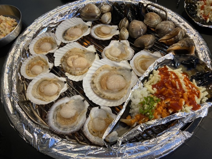 청량리조개구이 맛있는 곳 조개까는 삼겹살