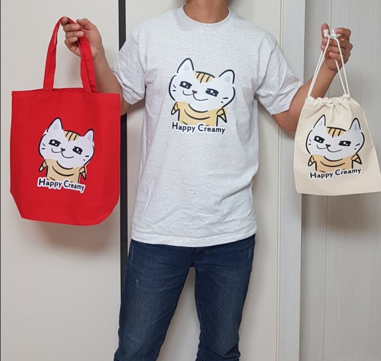 냥이굿즈 주문제작 커스텀 티셔츠 에코팩 파우치 미오유니코에서 주문!