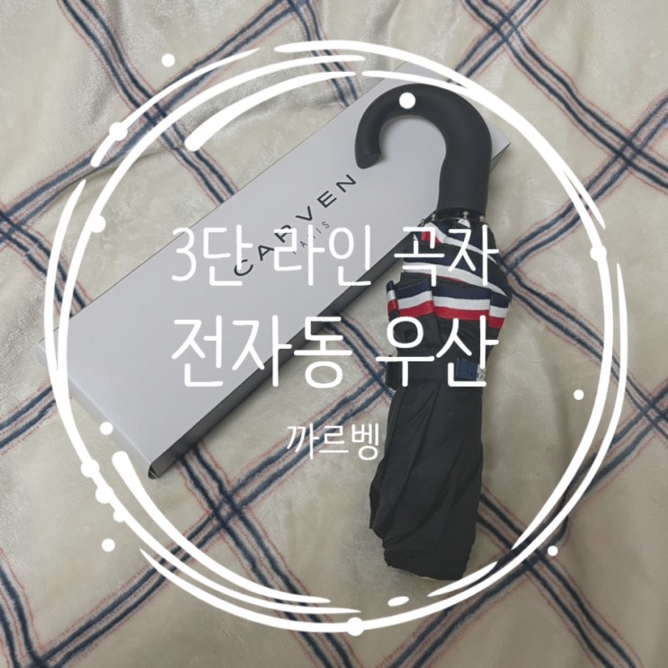 브랜드우산 예쁜우산 추천 까르벵 3단 라인 곡자 전자동 우산