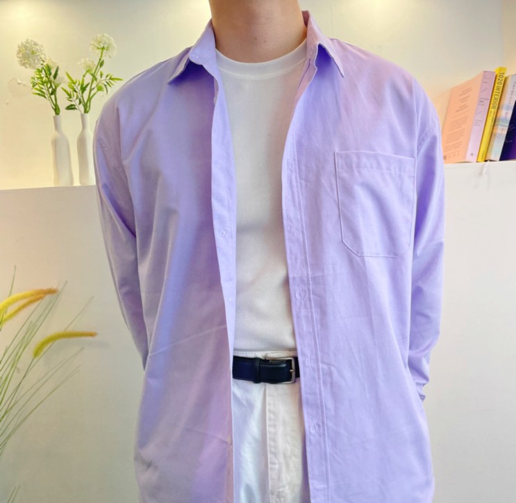 남자 연보라 셔츠 코디