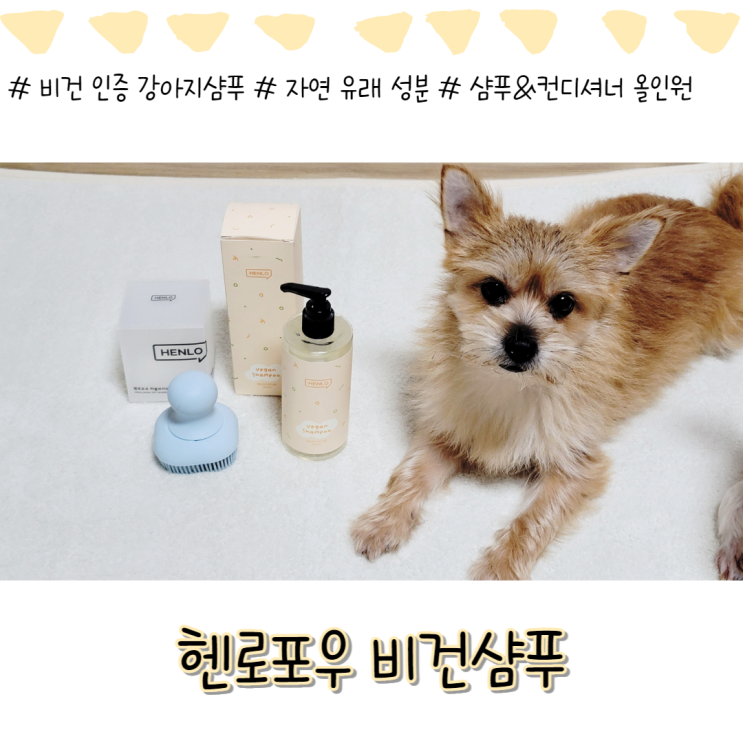 강아지샴푸&브러쉬 헨로포우 비건샴푸로 깨끗하고 촉촉하게~